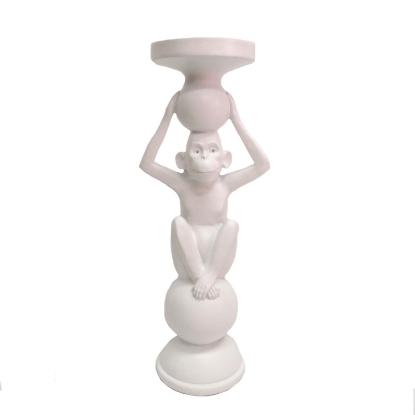 Picture of Monkey Candle Holder - White