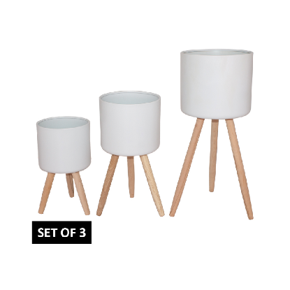 Picture of Planter Stand Set - White & Wood